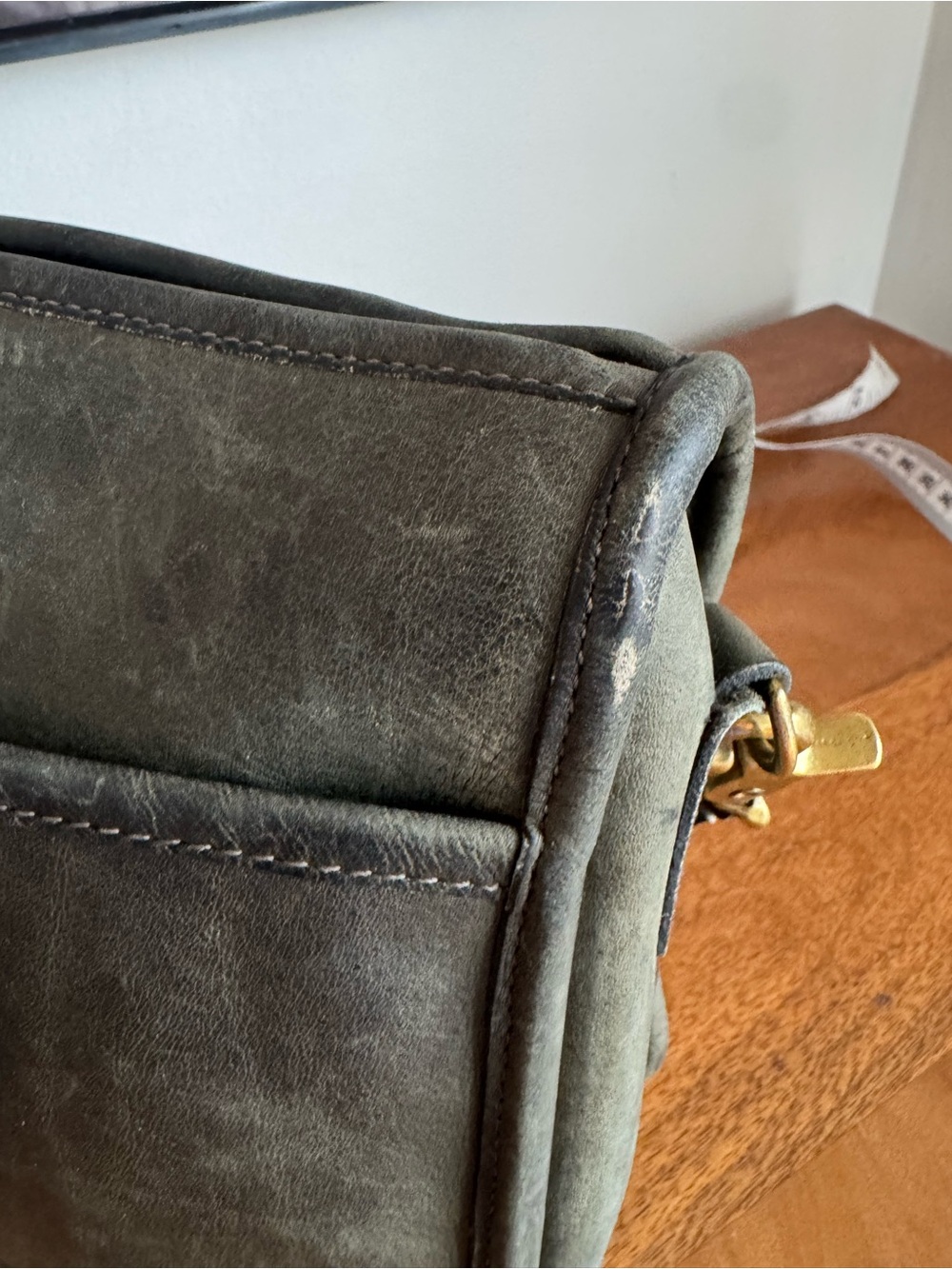 COACH vintage 80’s companion shoulder bag, made in USA, hunter green leather - Picture 12 of 16